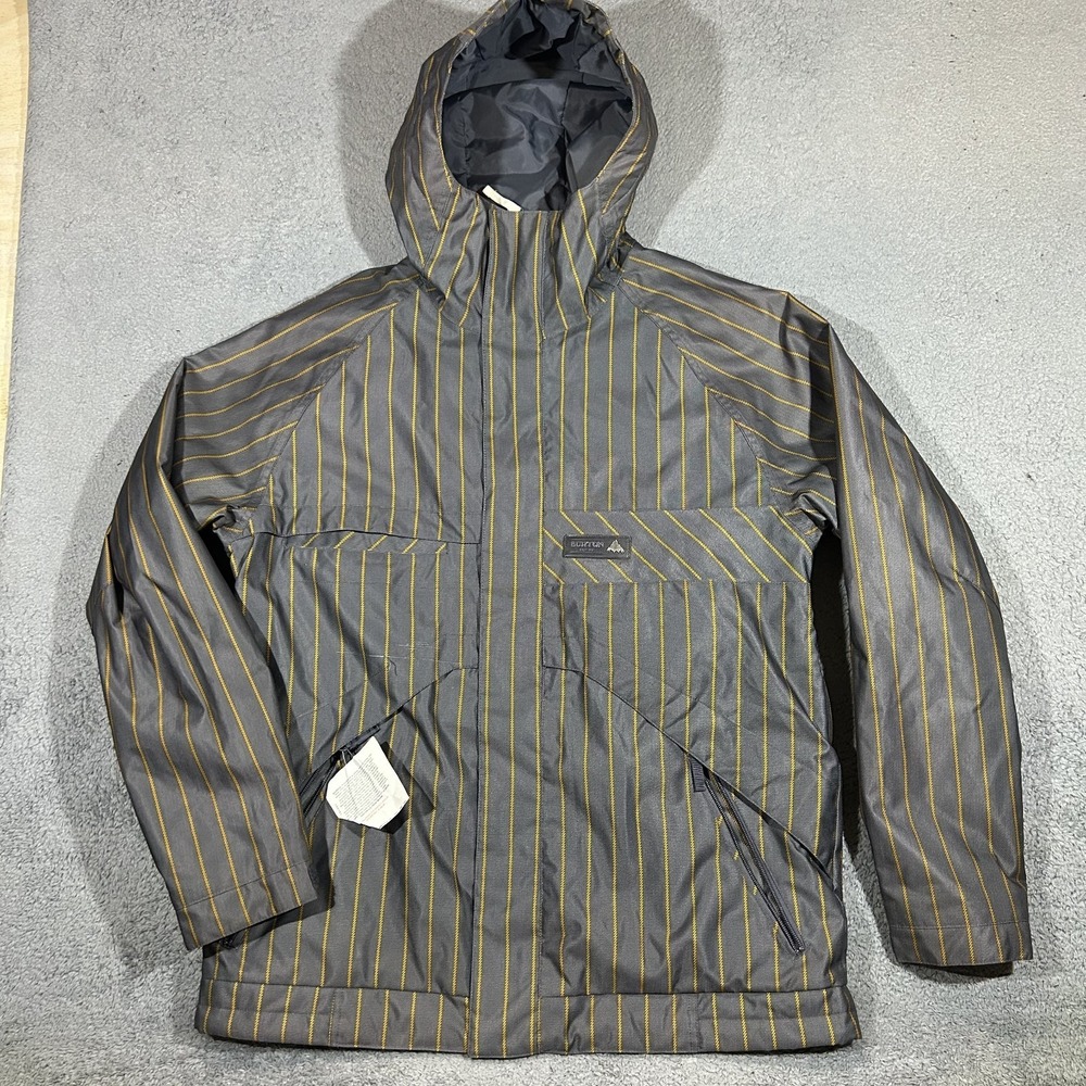 Burton Mens Large Insulated Snowboard Poacher Jacket Grey Yellow Dryride Coat